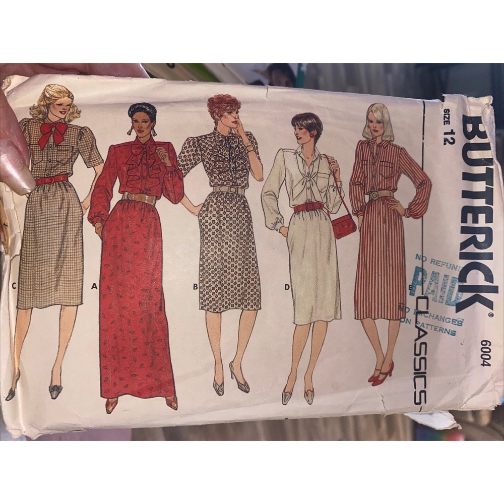 Vintage Butterick Dress Pattern 6004 Size 12 Cut Complete Classics Shirtwaist